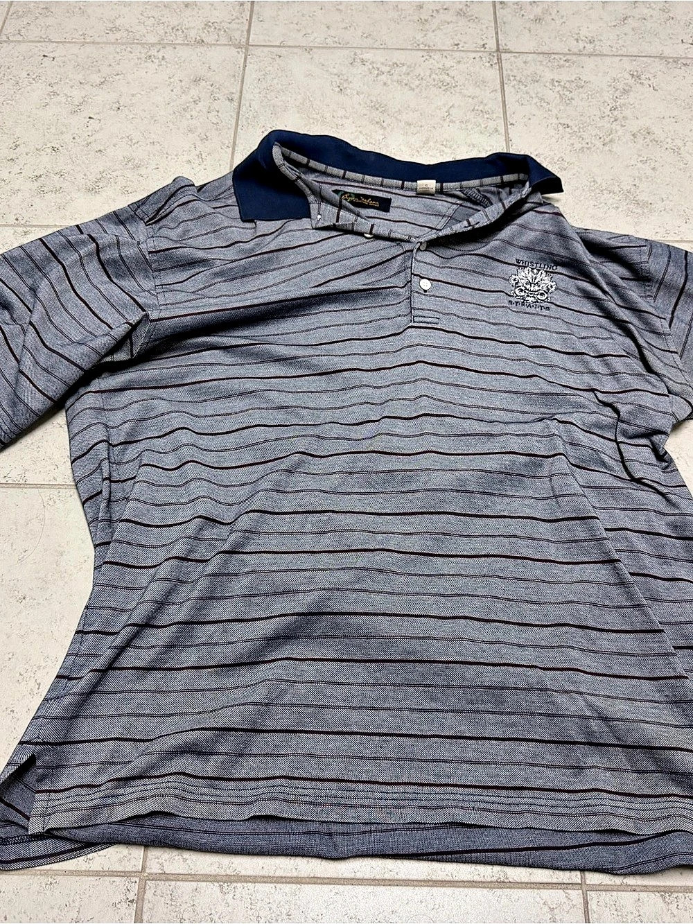 Byron Nelson whistling straits Gray Striped Polo Triple Mercerized Cotton
